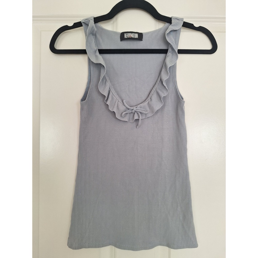 Reformation‎ Light Gray Ruffle Tank Top Size XS